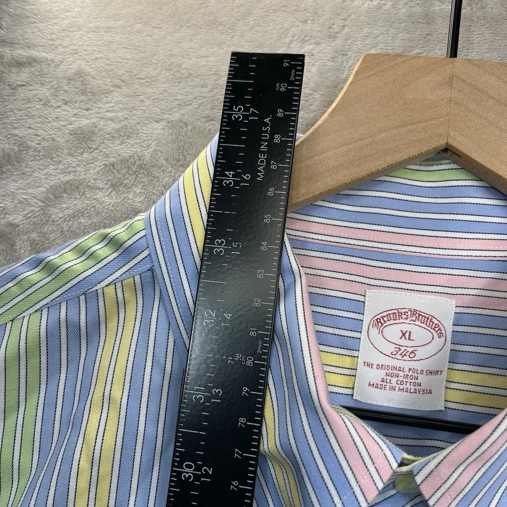 Brooks Brothers 346 Fun Shirt Mens XL Pastel Striped Oxford Button Down
